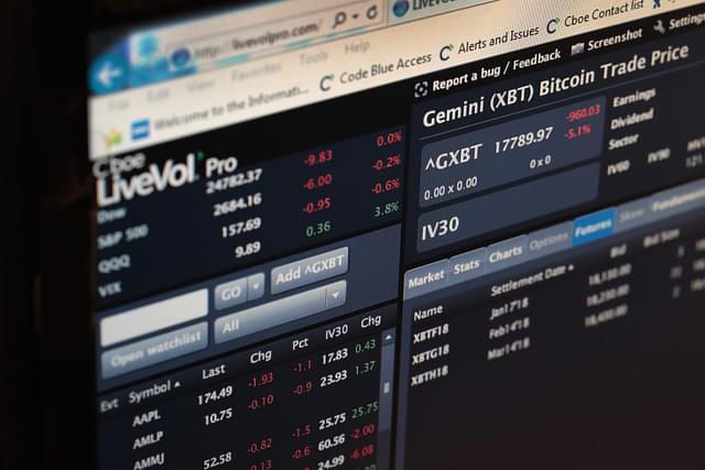Cboe Global Markets exchange shows Bitcoin cash and futures prices (Scott Olson/Getty Images)