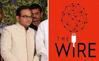 Amit Shah’s son Jay Shah (left) and The Wire’s logo (right).