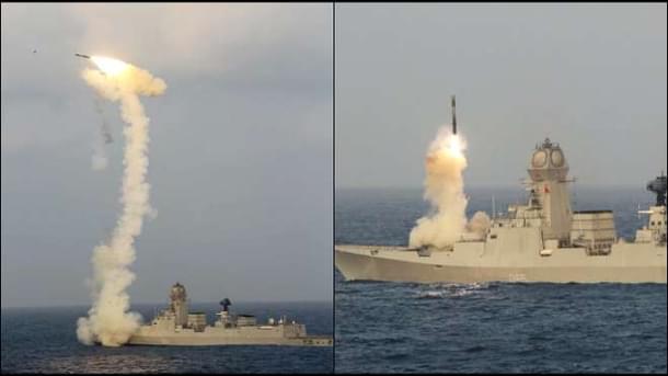 The Indian Navy successfully fired the BrahMos Land Attack Supersonic Cruise Missile from a ship. (Twitter)