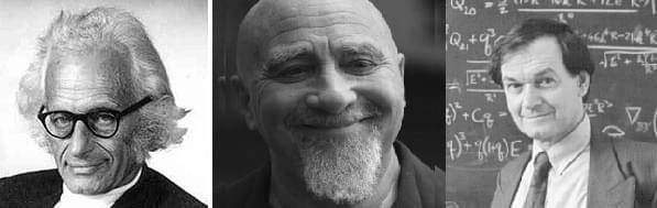 From left to right, Herbert Frohlich, Stuart Hammeroff and Roger Penrose