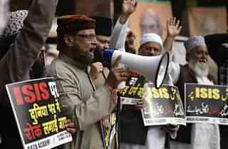 Muslim community leaders protest against ISIS in New Delhi. (Raj K Raj/Hindustan Times via Getty Images)