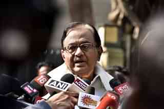 Former finance Minister P  Chidambaram talks to reporters in New Delhi. (Sonu Mehta/Hindustan Times via GettyImages)