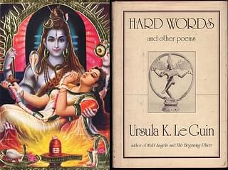 The name of the central character in ‘The Telling’ Suttee is derived from Hindu Goddess Sati (shown here in Hindu calendar art); Ursula Le Guin explored love for Shiva in her poetry collection (Right). 