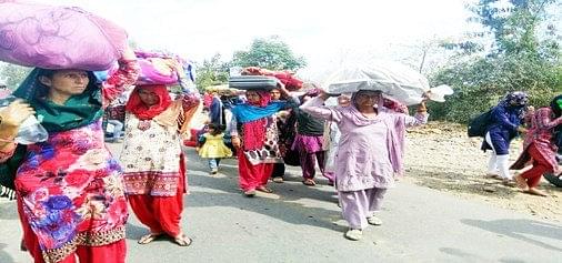 Hindu residents flee their villages. (pic via Twitter)