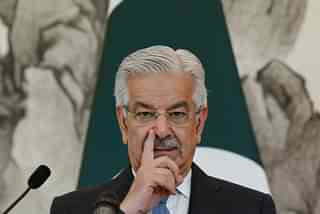 Pakistan Foreign Minister Khawaja Muhammad Asif speaks during a press conference (Lintao Zhang/Getty Images)