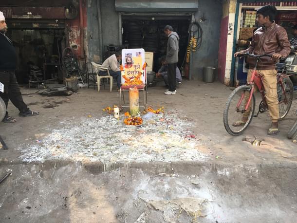 A candlelight vigil at the market junction where  Ankit Saxena was killed.