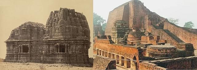 The demolished temple at Somnath and the&nbsp; burnt library of Nalanda.