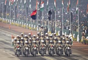 BSF Motor Cycle team contingent at the 2018 Republic Day Parade (Ajay Aggarwal/Hindustan Times via Getty Images)