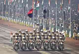 BSF Motor Cycle team contingent at the 2018 Republic Day Parade (Ajay Aggarwal/Hindustan Times via Getty Images)