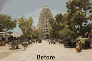 Hampi, with and without its bazaar. (John Gollings)
