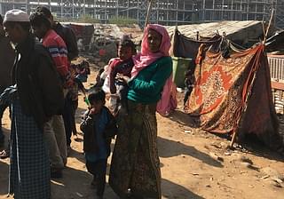 Inhabitants of a Rohingya camp in Bhatindi