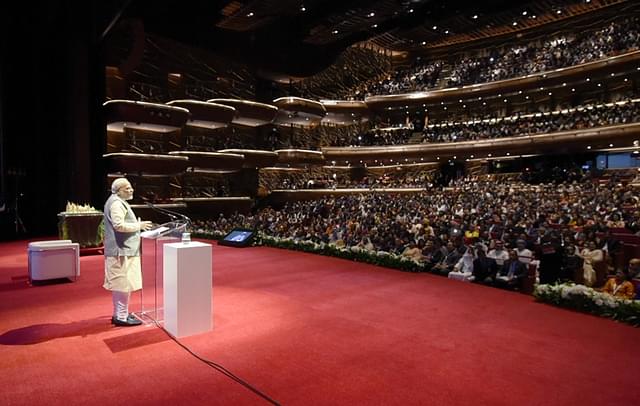 Prime Minister Narendra Modi addresses the Indian community at the iconic Dubai Opera in Abu Dhabi. (pmindia.gov.in)