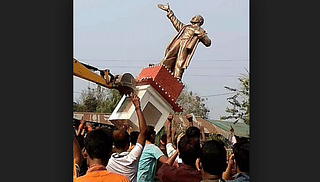 Statue of Lenin brought down in Tripura.