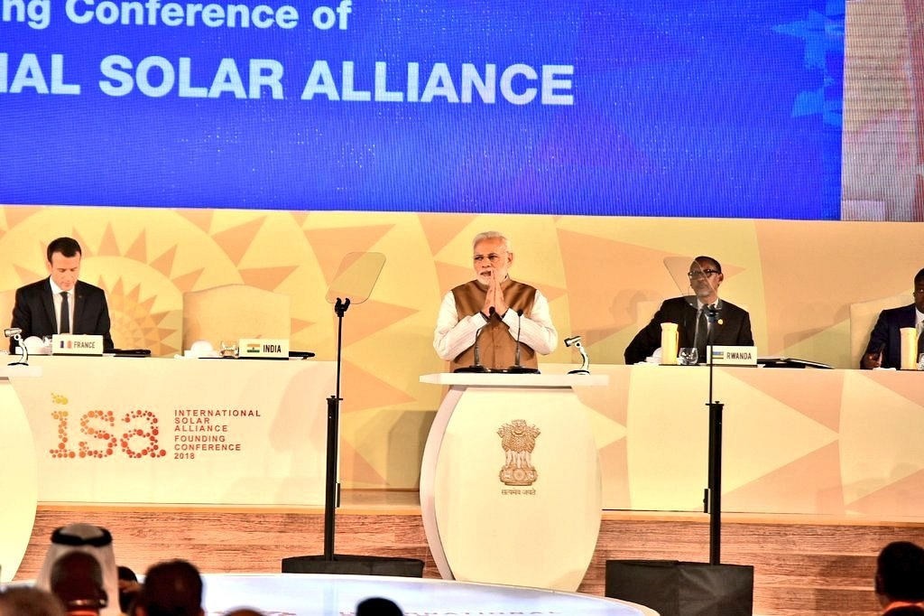 Prime Minister Narendra Modi at the founding conference of the International Solar Alliance.&nbsp; (MEA/Twitter)