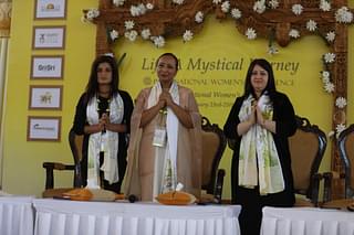 Parveen, Mawahib and Sara at the International Women’s Conference at The Art of Living International Centre, Bengaluru.