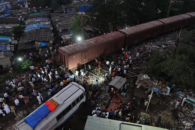 A goods train derailed near Thane, Maharashtra in December 2017 (Praful Gangurde/Hindustan Times via Getty Images)