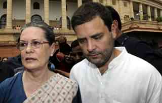 Sonia Gandhi Rahul Gandhi at Parliament complex. (Sonu Mehta/Hindustan Times via Getty Images)
