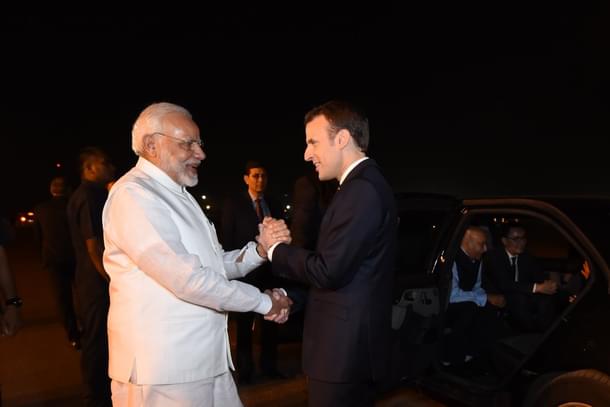 Prime Minister Narendra Modi and French President Emmanuel Macron. (Prime Minister Modi/Twitter)