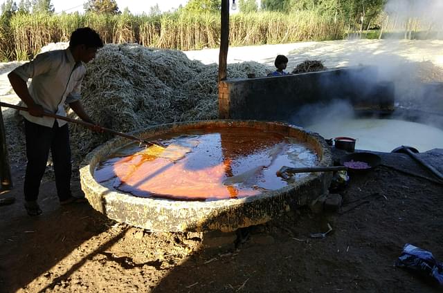 Gur being produced at a small unit on Hapur road
