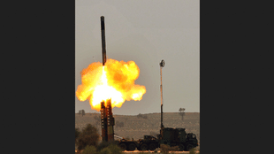 BrahMos missile being fired.