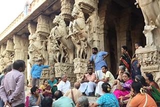 Madhusudhanan with the participants of the RATHAM trip to Srirangam