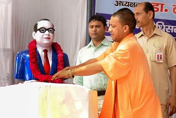  UP CM Yogi Adityanath paying tribute to the Dr. Baba Saheb Ambedkar (Ashok Dutta/Hindustan Times via Getty Images)