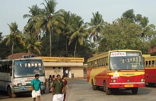KSRTC buses parked at a depot. (Wikimedia Commons)&nbsp;