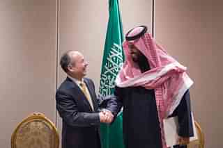 SoftBank founder Masayoshi San (L) with Saudi Crown Prince Mohammed Bin Salman. (pic via Twitter)