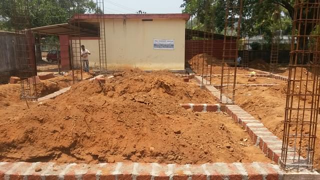 A building project coming up at Charmadi village under MNREGS in Dakshina Kannada district.&nbsp;