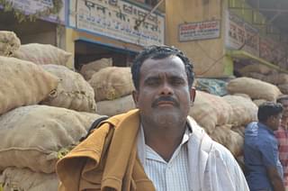 Rajanna, a vegetable farmer from Narasapur in Karnataka’s Kolar district, at the Yeshwanthpur APMC yard.&nbsp;