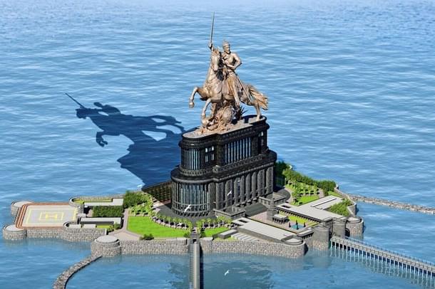 A render of the upcoming Shivaji statue 