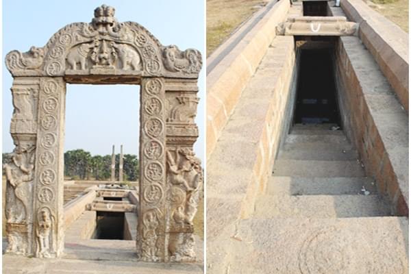 The arch (left) and the steps (right) leading into the well. 
