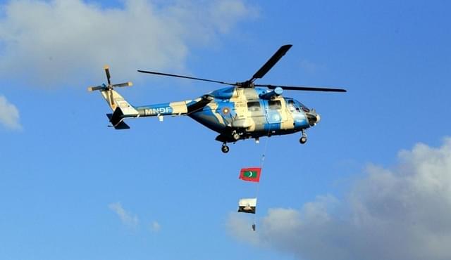 The first helicopter gifted by India to the Maldives in 2010. (MNDF)