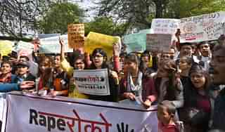 Students protest against crimes against women in Delhi University. (Sushil Kumar/Hindustan Times via Getty Images)