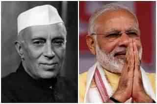 Jawaharlal Nehru and Narendra Modi.
