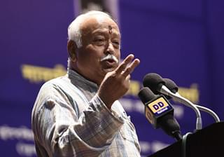RSS chief Mohan Bhagwat speaks at an event in New Delhi, India. (Sonu Mehta/Hindustan Times via Getty Images)