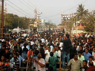 Protests demanding closure of Sterlite plant in Tuticorin in front of the factory’s gate.