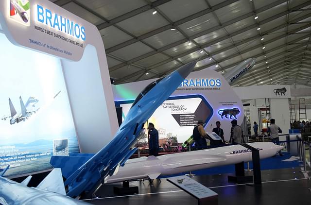 BrahMos Supersonic Cruise missile pavilion at Defence Expo. (SpokespersonMoD/Twitter)