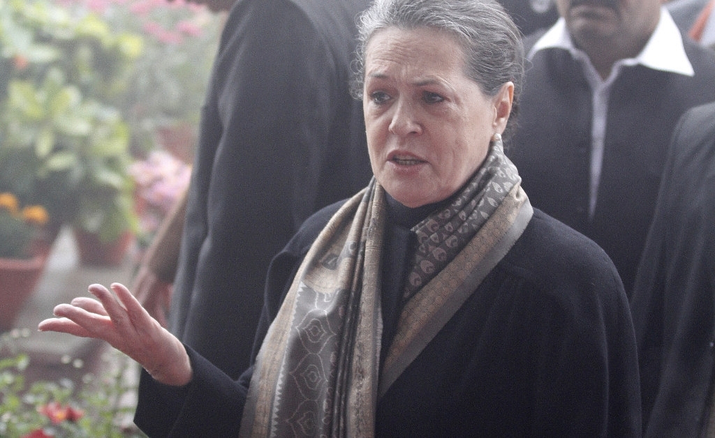 Congress President Sonia Gandhi during Congress Partys 130th foundation day. (Arvind Yadav/Hindustan Times via Getty Images)