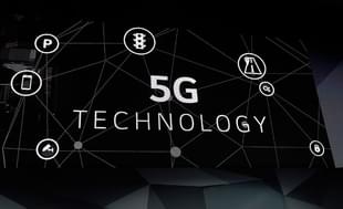 A video display presents 5G technology during a LG press event for CES 2017 in Las Vegas, Nevada. (David Becker/Getty Images)