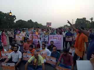 Protesters at the India Gate.