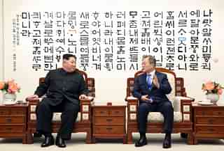 Supreme Leader of North Korea Kim Jong-un and President of South Korea Moon Jae-In (Korea Summit Press Pool/Getty Images)