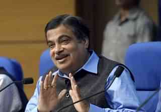 Road Transport and  Highways Minister Nitin Gadkari addresses a press Conference in New Delhi. (Sonu Mehta/Hindustan Times via Getty Images)&nbsp;
