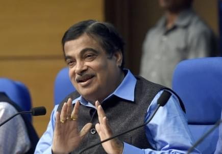 Road Transport and  Highways Minister Nitin Gadkari addresses a press Conference in New Delhi. (Sonu Mehta/Hindustan Times via Getty Images) 