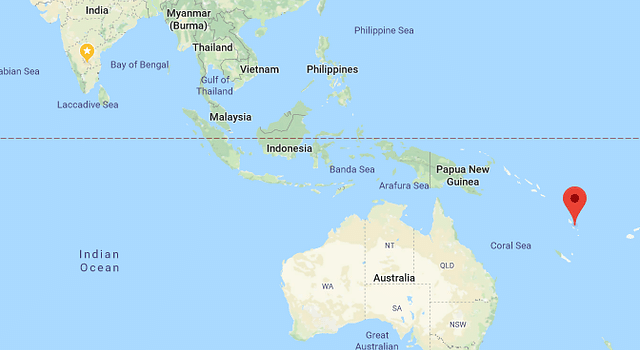 Location of Vanuatu. (Google Maps) 
