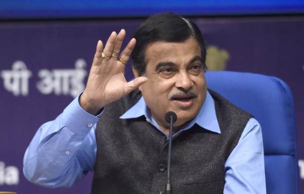 Road Transport Minister Nitin Gadkari speaks during an event at National Media Centre in New Delhi. (Sonu Mehta/Hindustan Times via GettyImages) 
