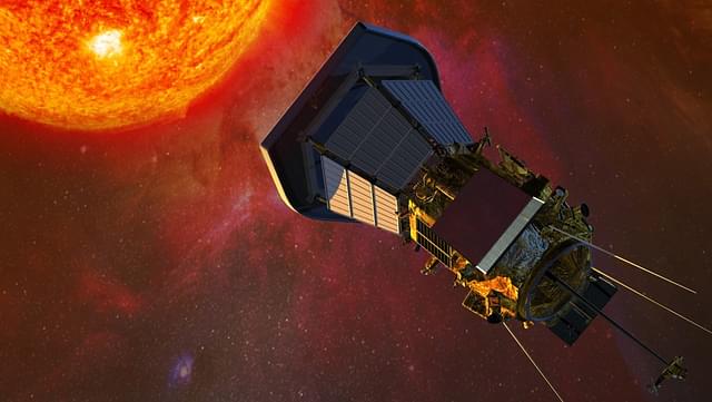 The Solar Probe spacecraft with solar panels folded. (JHU/APL)