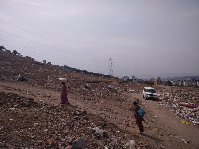 A view of the ground connecting Kishkinda Nagar slum and Sutardhara from Sutardhara. 