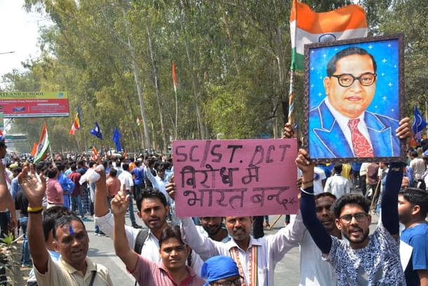 Members of Dalit organisations protest in Ghaziabad. (Sakib Ali/Hindustan Times via Getty Images) 