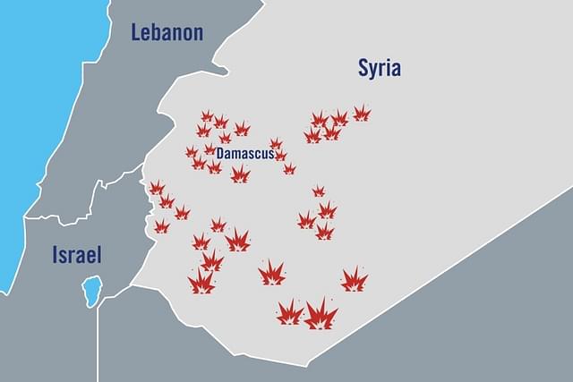Map released by the Israeli security forces showing the Israeli strikes in Syria. (pic via Twitter)